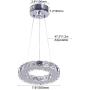 Modern Crystal Round Ring Chandelier Lighting LED Pendant Light Fixtures Adjustable Stainless Steel Ceiling Hanging Lamp for Living Room Dining Room Kitchen Island Hallway(Changeable )