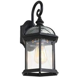 W111A Outdoor Light Fixtures Wall Mount,Medium Wall Lantern,Metal Black Finish with Clear Glass Shade,1-Light(7.6x7.8x15.3'')