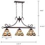 Capulina Tiffany Pool Table Lights 3-Light Dining Room Light Stained Glass Chandelier Hanging Light Tiffany Dining Table Lights Vintage Style Chandelier