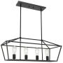 BONLICHT Kitchen Island Lighting 4 Lights in Matte Black Finish Farmhouse Chandelier Industrial Pendant Hanging Light Fixture for Dining Room Living Room Foyer