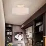 Ceiling Light, 15 Modern Stripe Fabric Pendant Light Shade Flush Mount, Large Drum Lampshade, Lamps for bedrooms, Flush Chrome Matt, 3 Bulbs