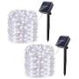 2 Pack Solar String Lights, 33ft 100LED 8 Modes Silver Wire Outdoor String Lights, Waterproof Solar Fairy Lights Rope Lights for Outdoors, Patio, Garden, Yard, Party, Wedding, Tree Decorations (White) 2 Pack Solar String Lights, 33ft 100LED 8 Modes Silver Wire Outdoor String Lights, Waterproof Solar Fairy Lights Rope Lights for Outdoors, Patio, Garden, Yard, Party, Wedding, Tree Decorations (White)