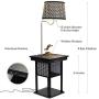 Brightech Madison w. Wireless Charging Station & USB Port - Narrow Nightstand in Mid Century Modern Style with Built in LED Lamp - End Table & Attached Reading Light for Living Rooms - Classic Black