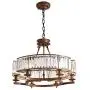 Siljoy Luxury Round Crystal Chandelier Modern LED Dimmable 6-Lights Pendant Lighting Vintage Flush Mount Ceiling Fixture for Dining Room Kitchen Entryway, Dia 25.6'', Brown