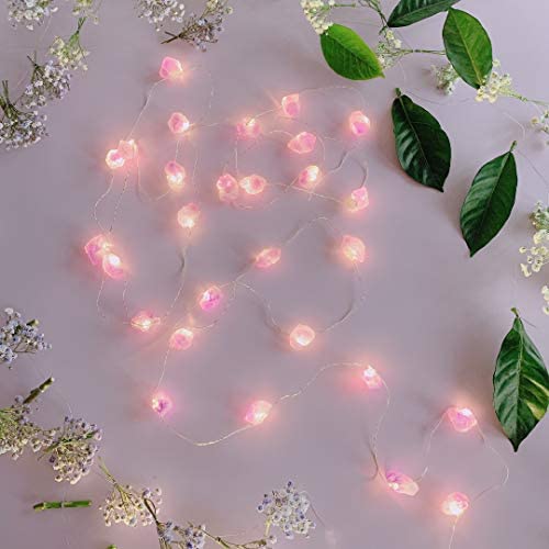 TAMOYO Amethyst String Lights, Natural Crystal LED String Lights 10FT 30LEDs for Christmas Decoration, Valentines Day, Wedding, Birthday Party, Bedroom Decoration