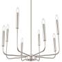 Wellmet 8-Light Modern Chandelier for Dining, Living Room, Bedroom and Kitchen Island Lighting, Contemporary Champagne Silver Hanging Pendant Ceiling Lights Fixture,26 inches Dia