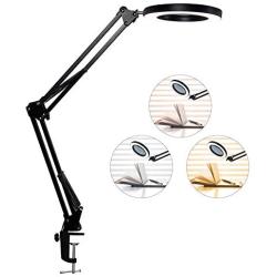 LED Desk Lamp, ADDIE Architect Swing Arm Lamp with Clamp, 3 Color Modes and Dimmable Drafting Table Lamp, Eye-Caring Memory Function Desk Light for Workbench, Office, Task, Reading, Drawing - Black