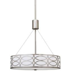 Kira Home Sienna 18'' 3-Light Metal Drum Chandelier + Glass Diffuser, Brushed Nickel Finish