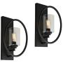 Maxax Wall Sconce Set of 2 Home Lighting Wall Light Lamp with Clear Glass Shade for Dining Room,Bedroom Bedside, Living Room, Hallway, Black Finish