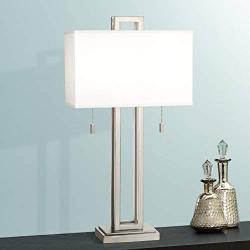 Possini Euro Design Brushed Nickel Rectangle Table Lamp