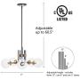 MOTINI 5-Light Sputnik Chandelier with Clear Glass 5LT Modern Pendant Geometric Light Rod Hanging Lighting Indoor 27''x 27''x11'', Brushed Brass