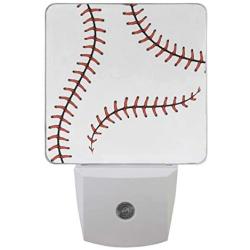 Vdsrup Baseball Night Light Set of 2 Sports Ball Lace Plug in LED Nightlights Auto Dusk-to-Dawn Sensor Lamp for Bedroom Bathroom Kitchen Hallway Stairs