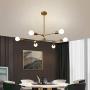 Garwarm Sputnik Chandelier Modern 6 Lights Brushed Brass Pendant Lighting Gold Mid Century Ceiling Light Fixture for Dining Room Living Room Kitchen