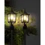 BEEZOK Exterior Lantern Outdoor Post Light - 2 Pack Post Lighting, Matt Black Pillar Lamp Fixtures with Water Rippled Glass for Patio Porch Garden Decor