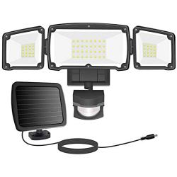 Solar Lights Outdoor, GSBLUNIE 1600LM 3 Adjustable Heads Dusk to Dawn Solar Motion Sensor Lights Outdoor,IP65 Waterproof Solar Flood Lights Outdoor Security Lights Detector for Yard,Garage,Front Door