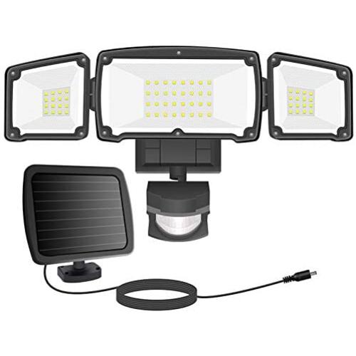 Solar Lights Outdoor, GSBLUNIE 1600LM 3 Adjustable Heads Dusk to Dawn Solar Motion Sensor Lights Outdoor,IP65 Waterproof Solar Flood Lights Outdoor Security Lights Detector for Yard,Garage,Front Door