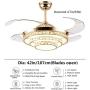Southerns Lighting 42 Inch Retractable Reversible Ceiling Fan with Chandelier Lights LED 3 Changing Light Crystal Ceiling Fandelier with Remote for Living Room/Dining Room/Bedroom Ceiling Fans with Lights (Gold-04)