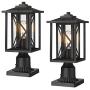 Outdoor Post Light Fixture Exterior Pole Street Lantern with 3 inch Pier Mount Base, 2 Pack KAUEN Outdoor Post Lamp with Clear Glass Shade for Garden Patio Pathway,Black