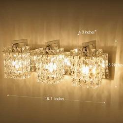 Wall Sconce with Crystal Drops,Polished Chrome Finish,Femony 3-Light Wall Light Fixtures for Living Room Bedroom,Hallway and Bathroom