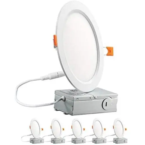 6INCH LED Recessed Ceiling Light with Junction Box,Slim LED Downlight Dimmable 3000K Warmlight, Dimmable Airtight Downlight, 950lm（100-150）W Equivalent, 6Pack 3000K