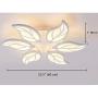 LITFAD 6-LED Leaf Design Dimmable Semi Flush Ceiling Light Nordic Style Acrylic Ceiling Flush Mount Modern Stepless Dimming Ceiling Lamp Pandent Light for Dinning Room Bedroom Living Room