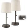 CO-Z USB Table Lamps Set of 2 Bronze, Traditional Bedside Lamps with 2A USB Port, Minimalist Matching Nightstand Lamps for Bedroom, Living Room, Office, Accent.