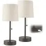 CO-Z USB Table Lamps Set of 2 Bronze, Traditional Bedside Lamps with 2A USB Port, Minimalist Matching Nightstand Lamps for Bedroom, Living Room, Office, Accent.