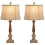 Maxax Table Lamp Set of 2 Poly Beside Nightstand Lamps with Oatmeal Fabric Shade for Living Room and Bedroom