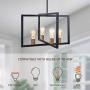 reesenLight Modern Kitchen Island Light, 4 Lights Metal Frame Industrial Pendant Light Fixtures, Matte Black Farmhouse Ceiling Hanging Chandelier for Kitchen and Dining Room