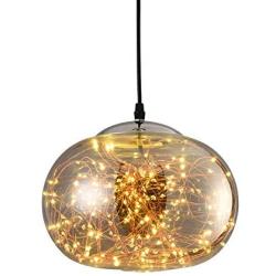 Gaze Industrial Pendant Light Modern Handblown Glass Island Pendant Light Oval Shape Hanging Light for Kitchen Living & Dining Room Adjustable (1 Pack) Smoky Grey