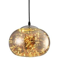 Gaze Industrial Pendant Light Modern Handblown Glass Island Pendant Light Oval Shape Hanging Light for Kitchen Living & Dining Room Adjustable (1 Pack) Smoky Grey