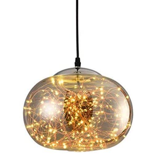 Gaze Industrial Pendant Light Modern Handblown Glass Island Pendant Light Oval Shape Hanging Light for Kitchen Living & Dining Room Adjustable (1 Pack) Smoky Grey