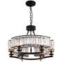 Siljoy Luxury Round Crystal Chandelier Modern LED Dimmable 6-Lights Pendant Lighting Vintage Flush Mount Ceiling Fixture for Dining Room Kitchen Entryway, Dia 25.6'', Black