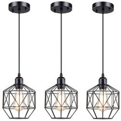 JYMTT Lighting,3 Lights Industrial Style Ceiling Island Pendant Lighting, Matte Black, Bulb Not Included