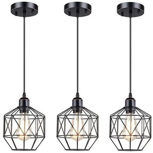 JYMTT Lighting,3 Lights Industrial Style Ceiling Island Pendant Lighting, Matte Black, Bulb Not Included