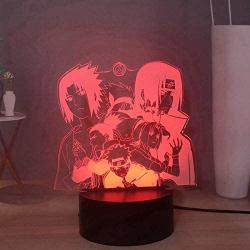 Naruto Anime LED Night Light, Nara Shikamaru, Hatake Kakashi Uchiha Itachi and Sasuke Touch Remote Bedroom Night Lamp for Boys, Kids Birthday Xmas Gift (Six Naruto, 5.12 inches)