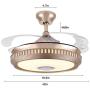 LUOLAX Bluetooth Music Ceiling Fan with Light Modern Champagne Gold Chandelier Invisible Retractable Fan Blades Light Fixture with Remote Control for Indoor Living Room Dining Room Bedroom