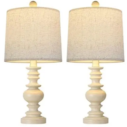 BOBOMOMO Tradition 20.5“ Table Lamp Set of 2 for Living Room Bedside Desk Lamps Bedroom Nightstand Vintage Lamps Linen Washed