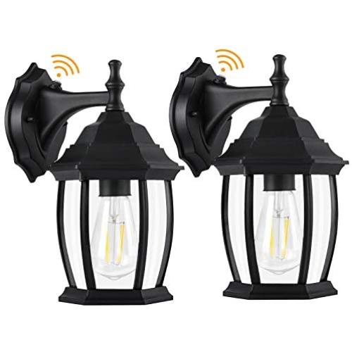 PARTPHONER 2 Pack Dusk to Dawn Outdoor Light Fixtures, Waterproof Porch Light Fixtures Wall Mount, Outside Wall Sconce Exterior Wall Lamp with Textured Glass for House, Front Door, Garage