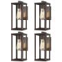 Odeums Outdoor Wall Lantern, Exterior Wall Mount Lights, Outdoor Wall Sconces, Wall Lighting Fixture in Oil Rubbed Finish with Clear Glass (Oil Rubbed Bronze-Wall Light, 4 Pack)