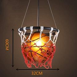 Creative Basketball Hanging Light Fixtures Pendant Lighting Chandelier Lamps, Ceiling Lights with Glass Lampshade for Children Bedroom Reataurant Bar Shops