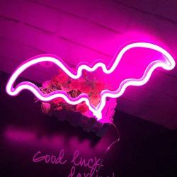 Pink Bat Led Neon Light Art Decorative Novelty Neon Sign Wall Decor for Christmas Party Children’s Room Living Room Bar Hotel Decoration