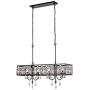 Maxax Crystal Chandeliers 4 Lights Rectangular Island Dining Room Lighting Fixtures Hanging Chandelier Pendant Light for Living Room, Kitchen Island, Bar, Dinning Room, Black Finish