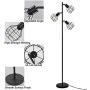 Stepeak Adjustable Task Floor Lamp,Metal Cage 3 Arm Tree Floor Light for Uplight or Downlight, Industrial Sofa Reading Lamp for Living Room Bedroom Office, 64 Inches Bright Corner Lamp,Step-on Switch