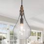 GEPOW Glass Pendant Lighting for Kitchen Island, Farmhouse Wood Hanging Light Fixture for Dining Room, Foyer, Bedroom
