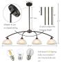 Dazhuan Vintage Frosted Glass Shade Chandelier 4-Lights Pendant Lighting Hanging Ceiling Lamp