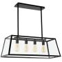 Light Society Morley 4-Light Kitchen Island Pendant, Matte Black Shade with Clear Glass Panels, Modern Industrial Chandelier (LS-C104)