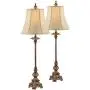 Juliette Traditional Buffet Table Lamps Set of 2 Light Bronze Bell Shade for Dining Room - Regency Hill