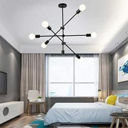 Ganeed Sputnik Chandelier,6 Lights Modern Pendant Light,Industrial Vintage Black Flush Mount Ceiling Light Fixtures for Dining Room Kitchen Island Bedroom