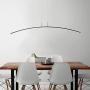 LAKIQ Modern Linear LED Hanging Chandelier Light Fixture Dining Room Ultra-Thin Acrylic LED Pendant Lighting for Kitchen Island Dining Table Living Room(Black,Warm Light)